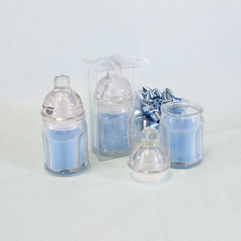 Lunaura 12 pcs Scented Baby Powder Blue Glass Baby Bottle Container Candles, Palm Wax Candle, Baby Shower Gifts, Decorative Accent, Home DÃ©cor, Memory Keepsake, Party Favors, Centerpieces - Image 1